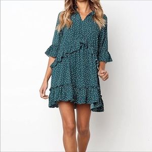 Ruffled polka dot mini dress